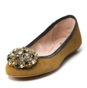 NWOT Stuart Weitzman Suede Ballet Embellished Women's Size 9.5 Flats Leather